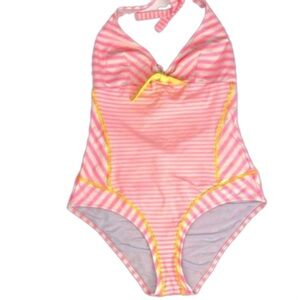 Paolita Pepper La Beija Swimsuit One-Piece Pink/Butter Yellow Stripe Halter L